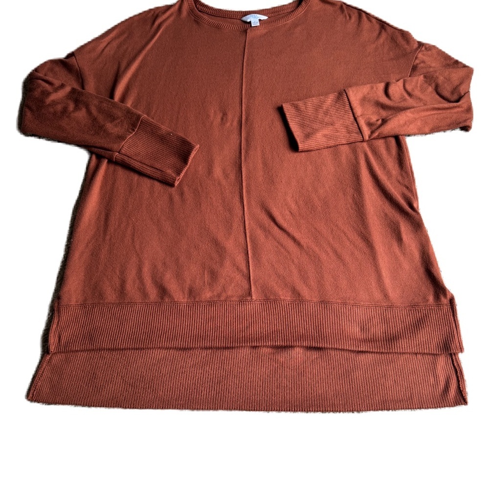 Time and Tru Lightweight Autumn Pumpkin Spice Sweater Large EUC Fall Season Cozy